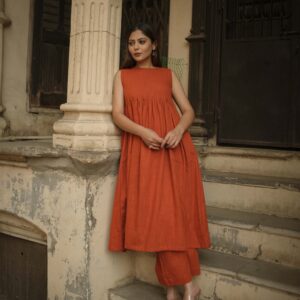 BURNT ORANGE KURTA SET - Image 4