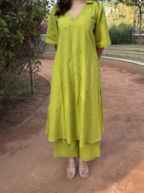 Parrot green kurta set (2)