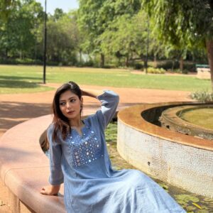 DUSTY BLUE KURTA SET - Image 4
