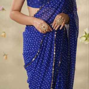 BLUE BANDHNI SAREE - Image 3